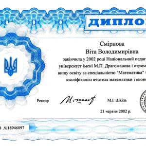 Диплом 2 - Бондар Віта Володимирівна, викладач ZNOGRANT