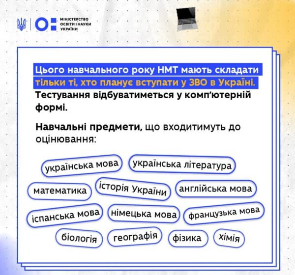 Предмети НМТ 2024